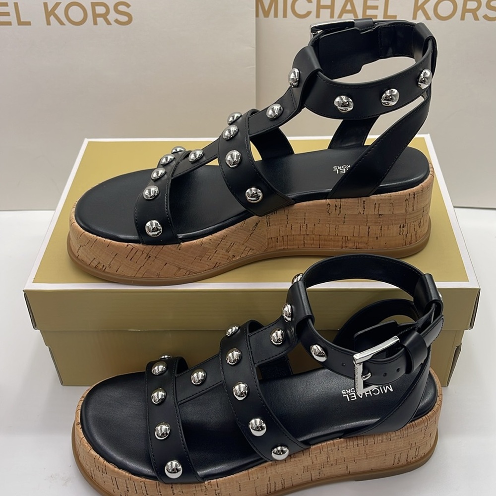 MICHAEL KORS Selah Studded Platform Gladiator Silver Studded Sandal
Black
New - Picture 2 of 16